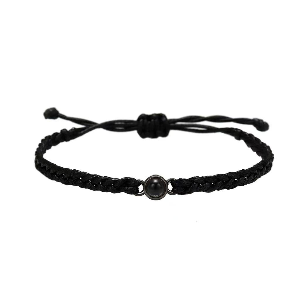 

Браслет из нержавеющей стали с плетеным шнурком и фото на заказ Я люблю тебя на 100 языках - Идеальный подарок для пары