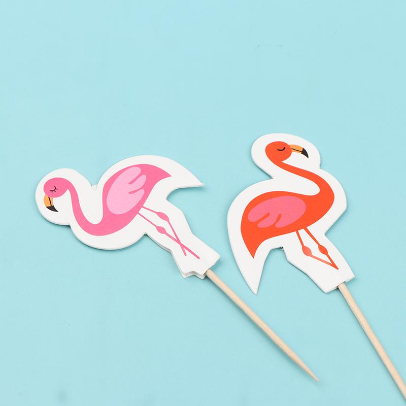 24Pcs Luau Cupcake Toppers Hawaiian Toothpicks With Flamingo Pineapple Palm Leaves Shape Picks Tropical Summer Beach Party Decor