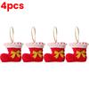 4-32pcs Creative Christmas Boot Hanging Pendant Gold Santa Claus Bow Stocking Party Xmas Tree Red Socks Drop Ornaments Supplies