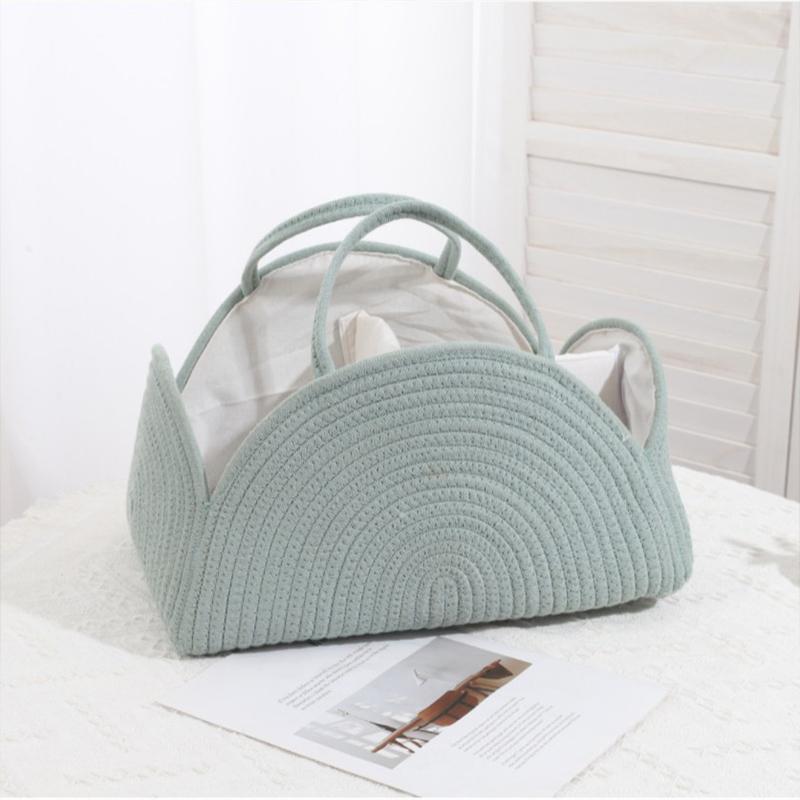 

1 шт. хлопковая веревочная корзина многофункциональная мамочки сумки для детской одежды полотенца игрушки плетеные корзины для хранения портативные 32x20x22 см