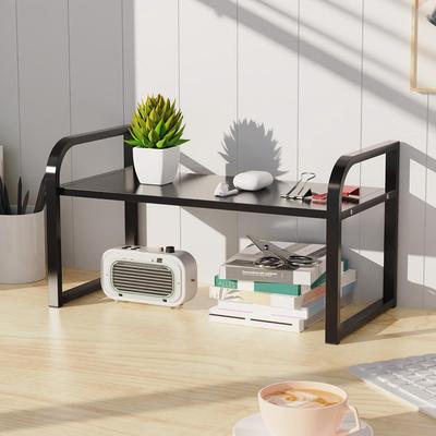 Desktop Bookshelf Desk Adjustable Shelf 2 Desktop Kitchen Spice Laptop Stand Shelves Black 30cm W X 20cm D X Rack, Storage, Height, Tiers, Stand,