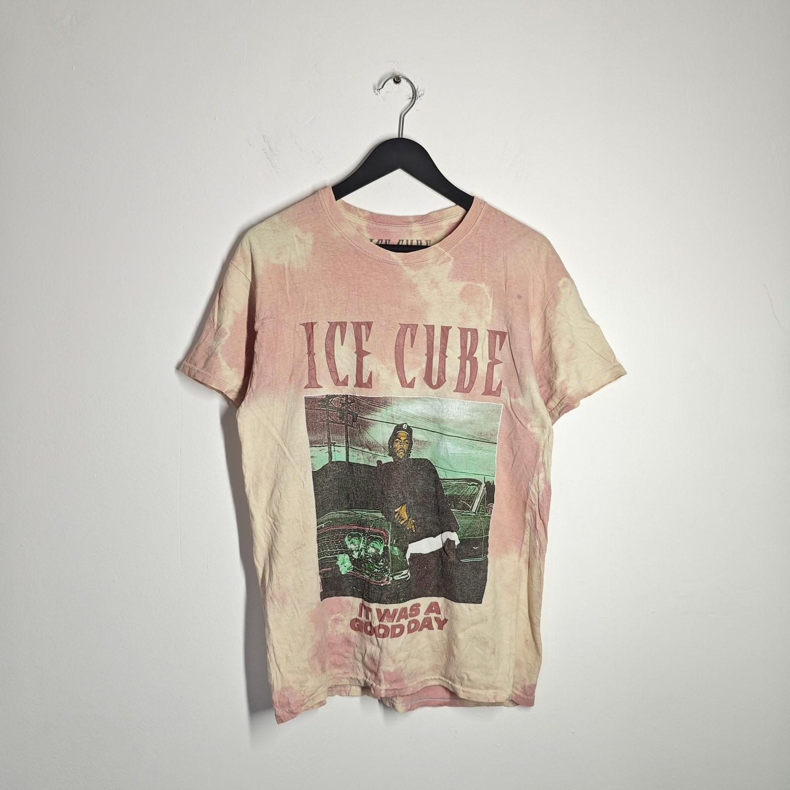 Ice Cube T-Shirt Pink Mens Medium Tie Dye Pink White Band Tee Graphic Print S