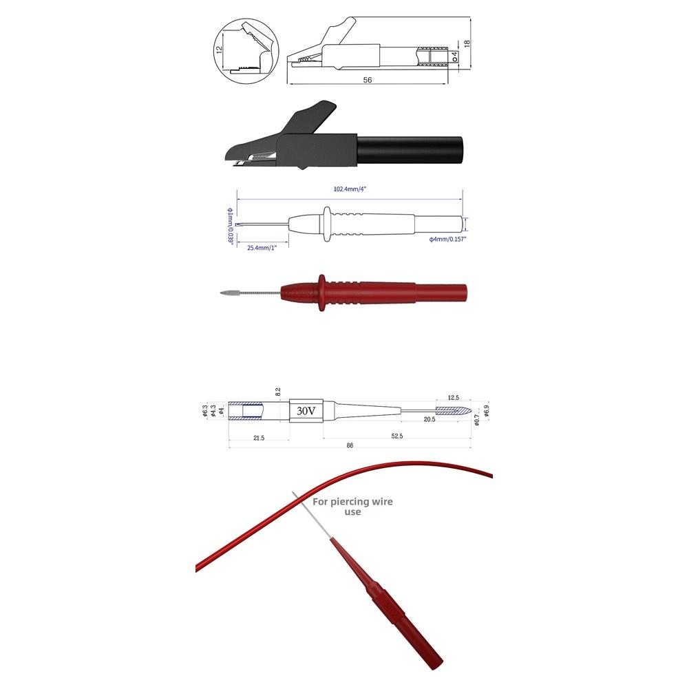 1set Meter Test Kit Connector Multimeter Test Leads Wire Puncturer Crocodile Clips For Electrical Measurements Testing