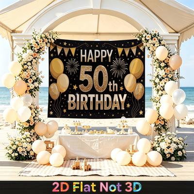 Party Backdrop Birthday 50Th Photo Booth Background Front Door Decor