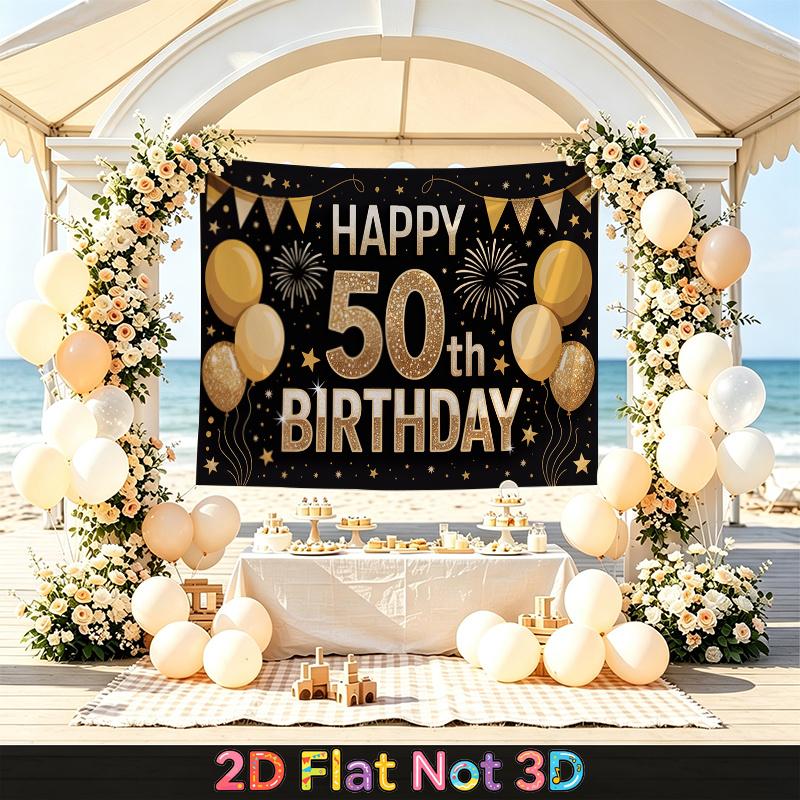 Party Backdrop Birthday 50Th Photo Booth Background Front Door Decor