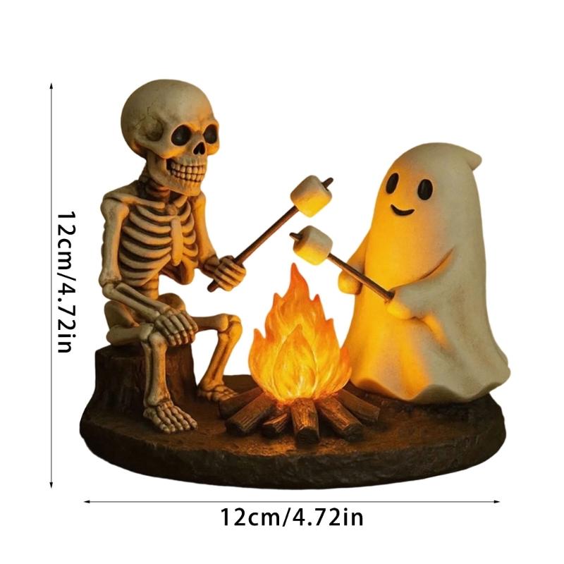 Specter Glowing Skull And Specter Light Resin Craft For Halloween Home Decorate Mysterious