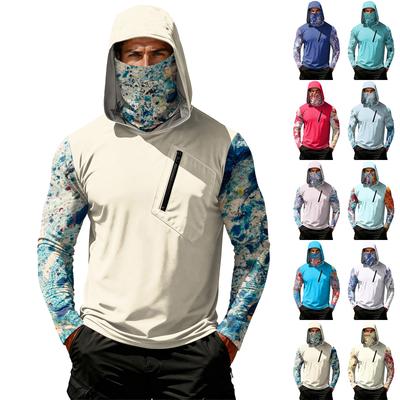Camiseta Casual con Capucha de Manga Larga para Hombre con Protección Solar