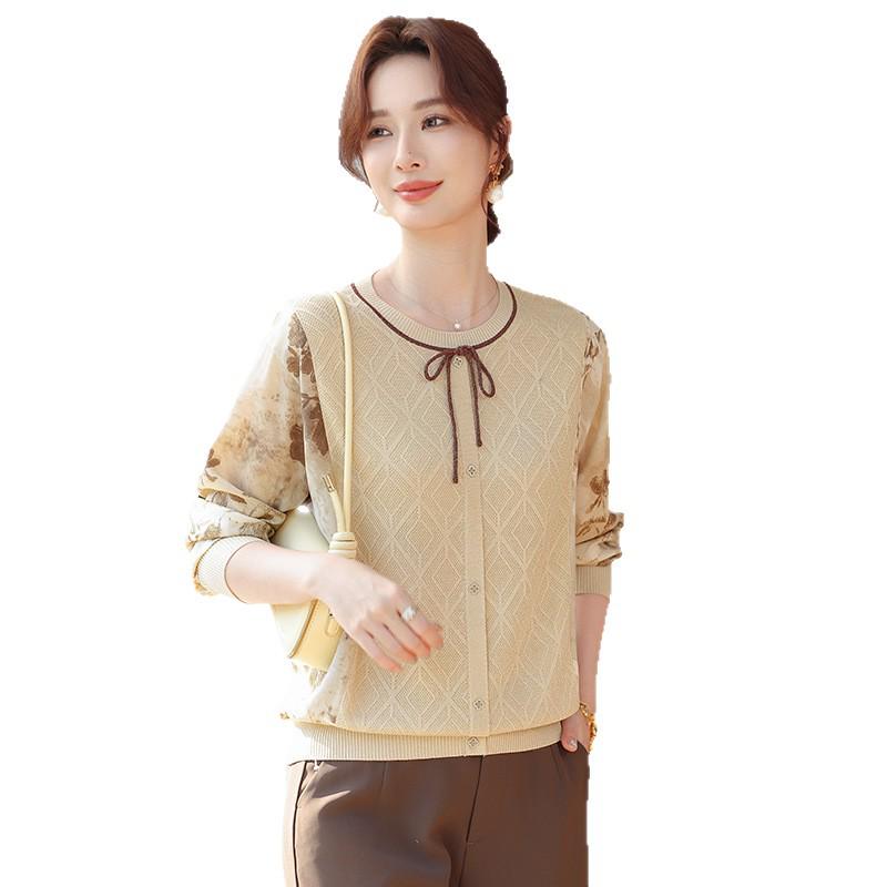 2026 Chiffon Sleeve Knit Top for Middle-Aged & Elderly Women