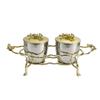 Condiment Jar with Stand Stainless Steel Jars GoldenHuedTone Seasoning Pot Rack for