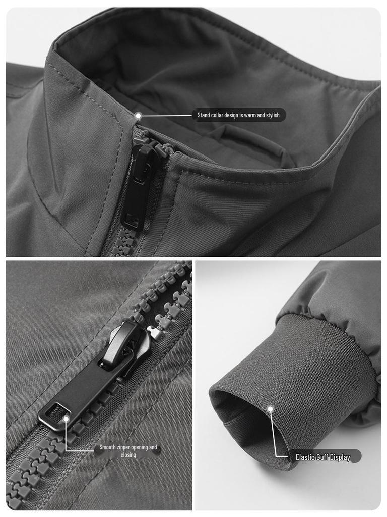 Windproof Custom Embroidered Coach Flight Jacket with Stand Collar