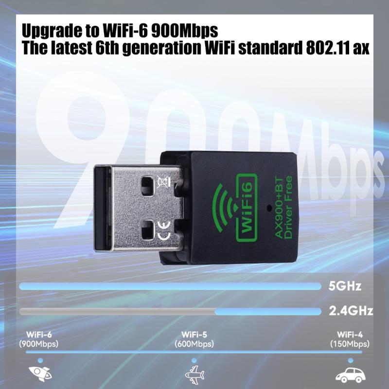 Latest WiFi 6 AX900 USB Networking Dongle for Desktop and Laptop Fast Speed Two Band Connectivitys