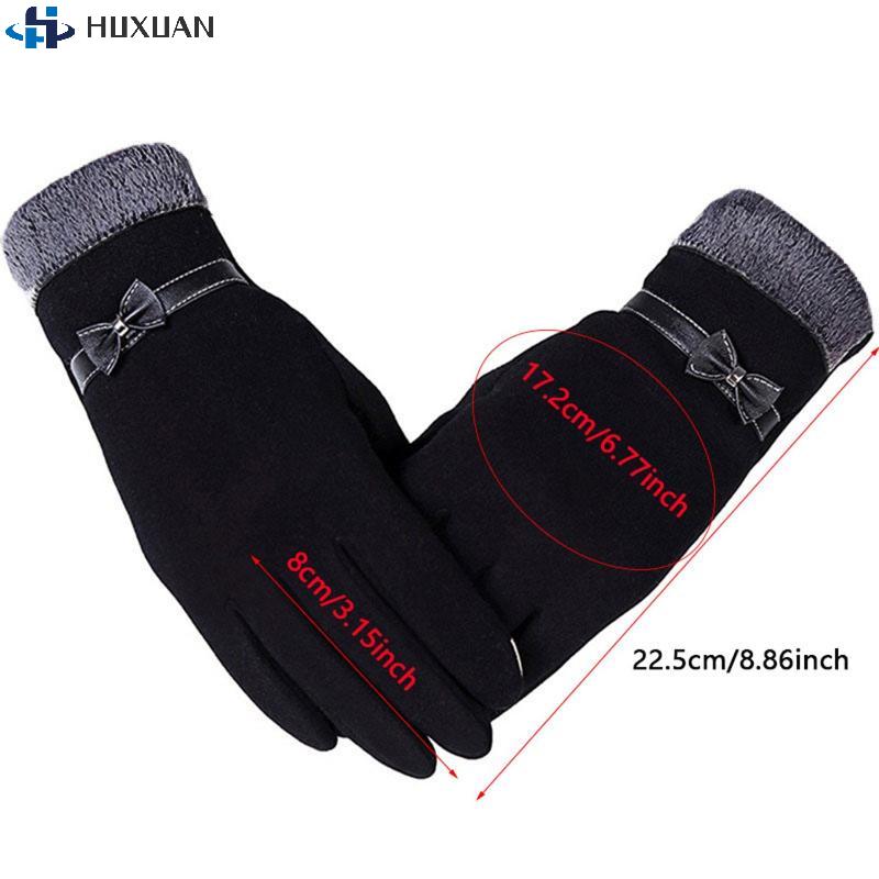 Winter Vintage Bow-Knot Touch Screen Driving Warm Windproof Glove Fashion Grace Lady Gloves Women Mittens