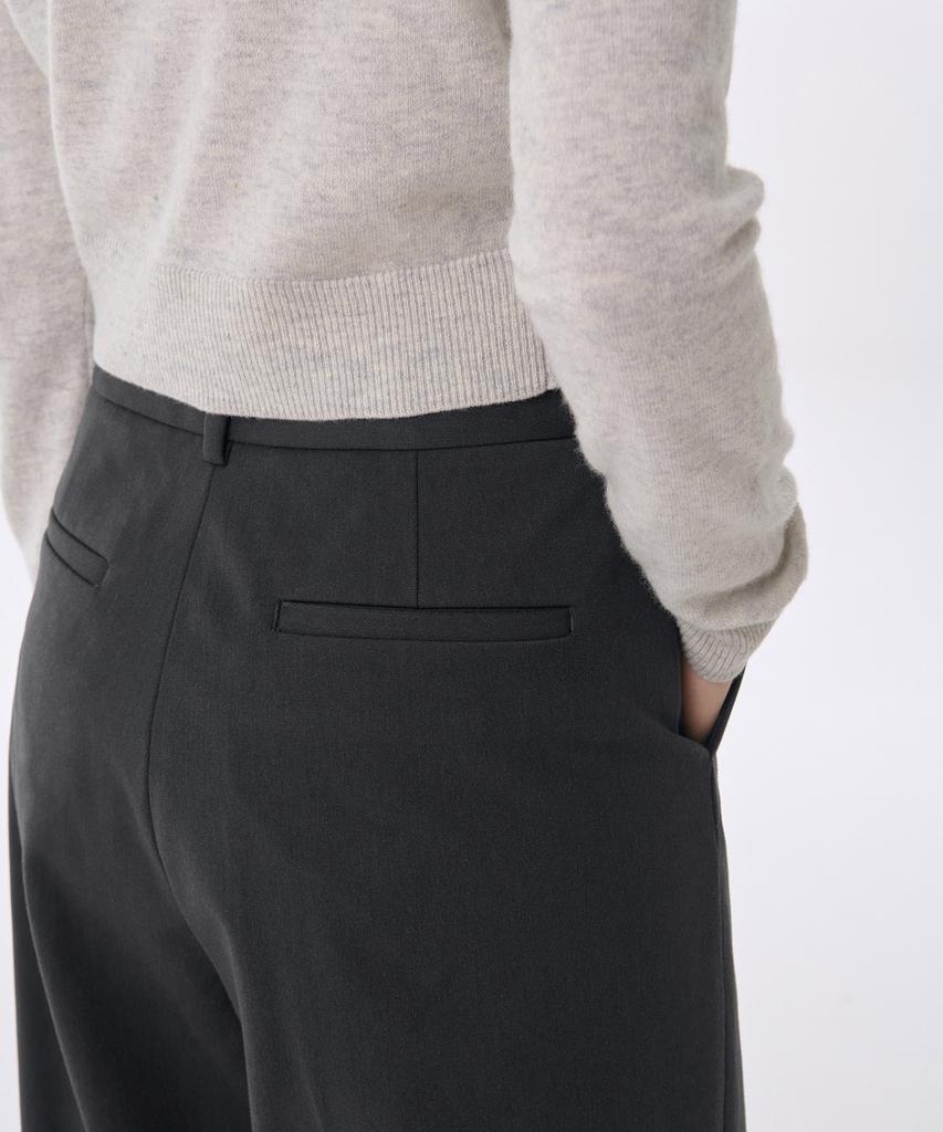 MUSINSA STANDARD WOMAN Women'S Heavyweight Brushed Deep Tuck Wide Slacks [Gray]