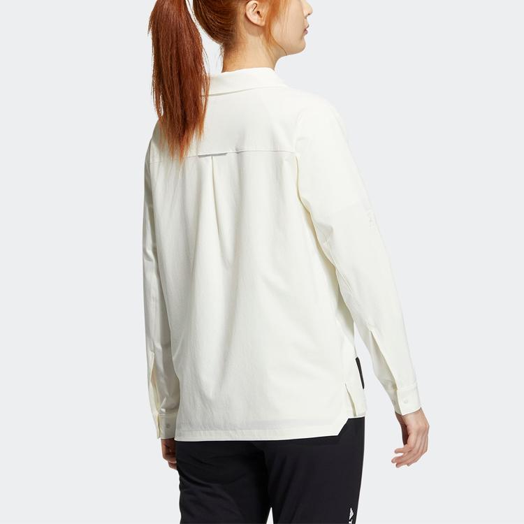 Adidas X National Geographic Collaboration Outdoor Sports Letter Print Long Sleeve Shirt Women shirts Jade-White IC1995