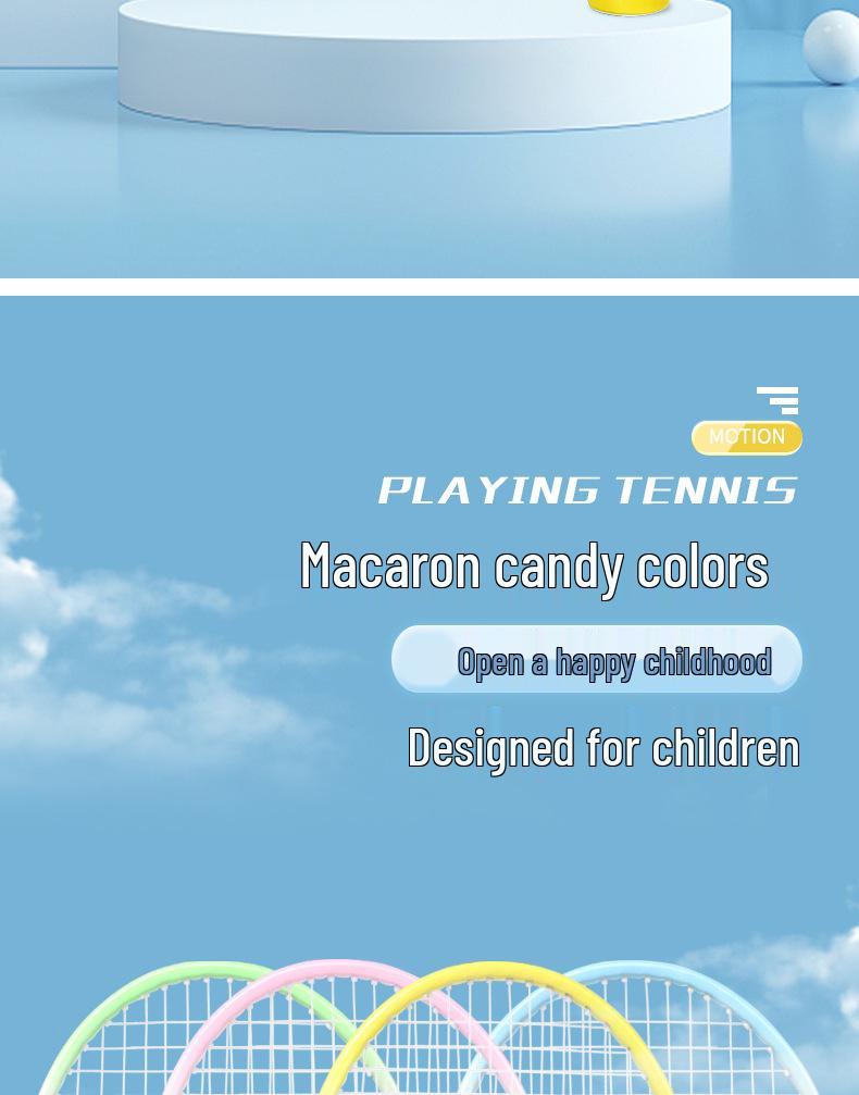 21-Inch Beginner Kids' Tennis Racket - Durable Macaron-Colored Iron Alloy