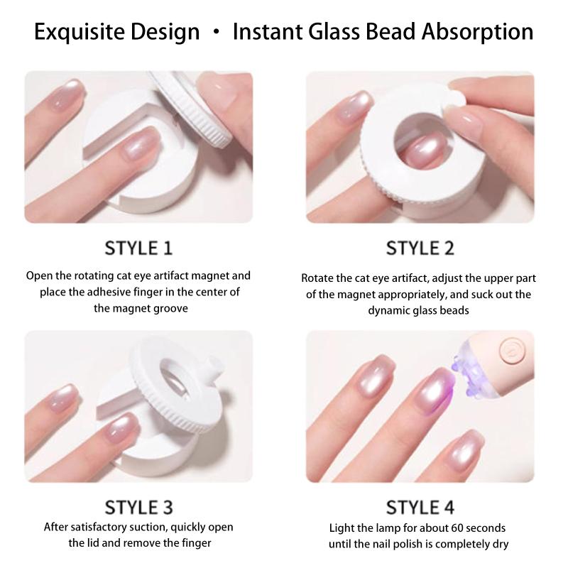 Magnete per Unghie Cat Eye Rotante Effetto Luce Ampia Perline di Vetro Multifunzionale Forte Automatico Magnetico per Unghie Artistiche per Smalto Gel