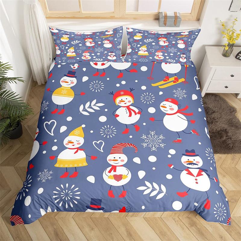 Poszwa na kołdrę bałwan choinka płatek śniegu poszwa na kołdrę kreskówkowy zestaw pościeli mikrofibra święta Bożego Narodzenia Nowy Rok prezent zestaw do łóżka