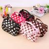 Portable Makeup Bag Polka Dot Pattern Korean Style Cosmetic Storage Bag Flip Design Large Capacity Travel Toiletry Bag