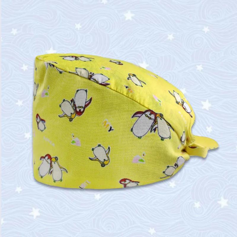 HZMNOI 100% Coton Bonnets Chirurgicaux Imprimés à Lien Arrière Section Élastique Bonnet de Bloc Infirmière pour Hommes Femmes Hôpital Chapeaux Médicaux Nouvelle Arrivée