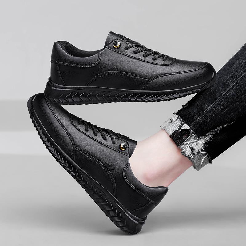 Modische Herrenschuhe aus echtem Leder Bequeme handgefertigte Skateboard-Schuhe für Herren Warme Plüsch-Winter-Sneaker Leichte Herren-Sportschuhe