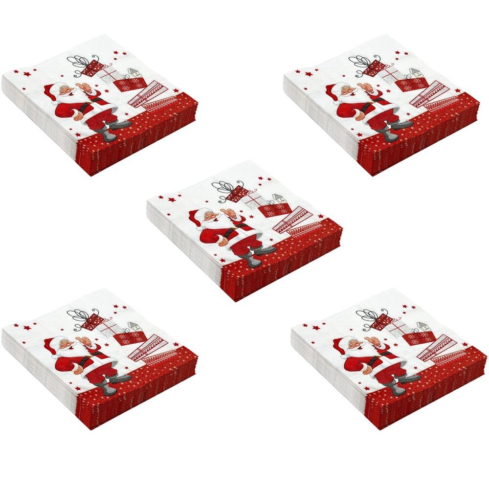 20/40/100pcs Disposable Christmas Party Napkins Santa Claus Printed Paper Christmas Dinner Napkins Xmas Table Napkins