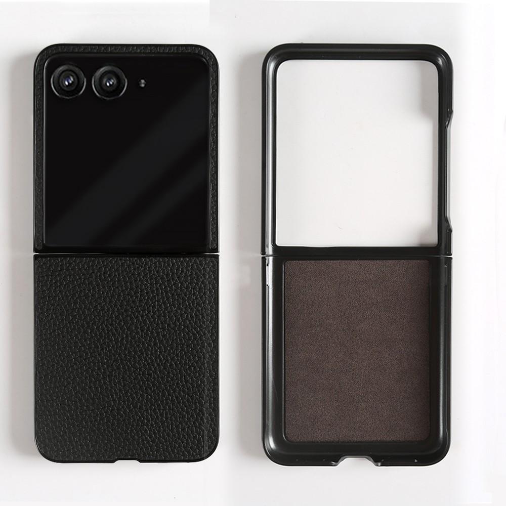 Luxe Echte Lederen Hoesje Voor Motorola Razr 50 Ultra Case Litchi patroon Razr50 telefoon Hoesje Achterkant Coque Shell Capa