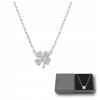 925 Silver Necklace Chain Pendant Four Leaf Clover Crystal