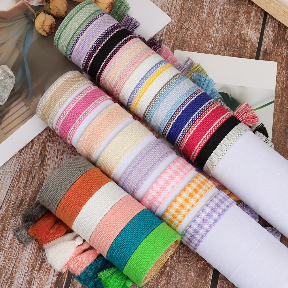 Handmade Bohemian Embroidered Logo Tassel Bracelet - Ethnic Style Friendship Band