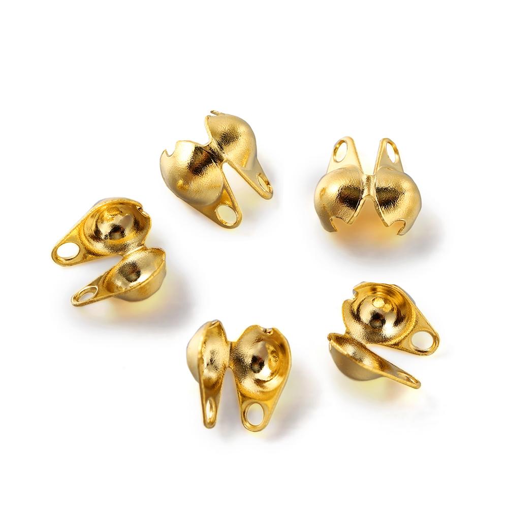 50pcs/lot Stainless Steel  Ball Chain Clasps End Crimping Cover Beads Connector For DIY Jewelry Making Supplie Accessories