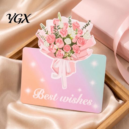 Mothers Day Flower Cards 10Pcs 3D Thank You Card, Floral Bouquet Greeting Best Wishes Note Card Appreciation Gifts for Anniversary, Mother's