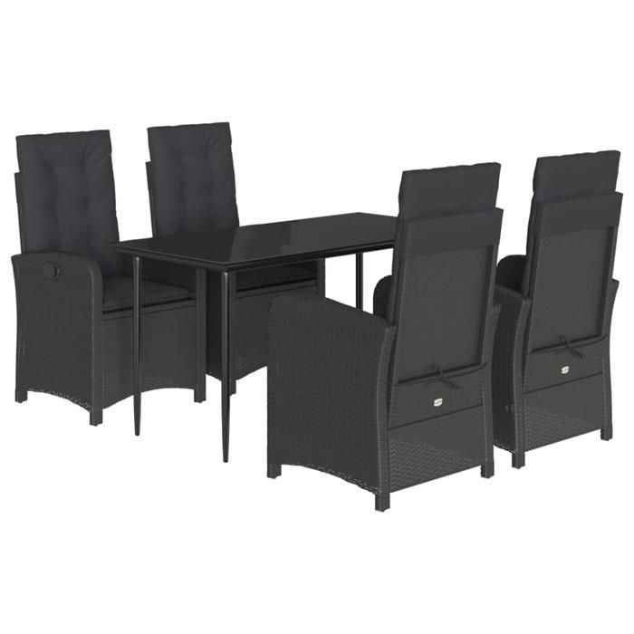 VidaXL Ensemble à Manger de Jardin avec Coussins 5 pcs, Table et Chaises avec Dossier Réglable, Meubles d'Extérieur Patio 3212313