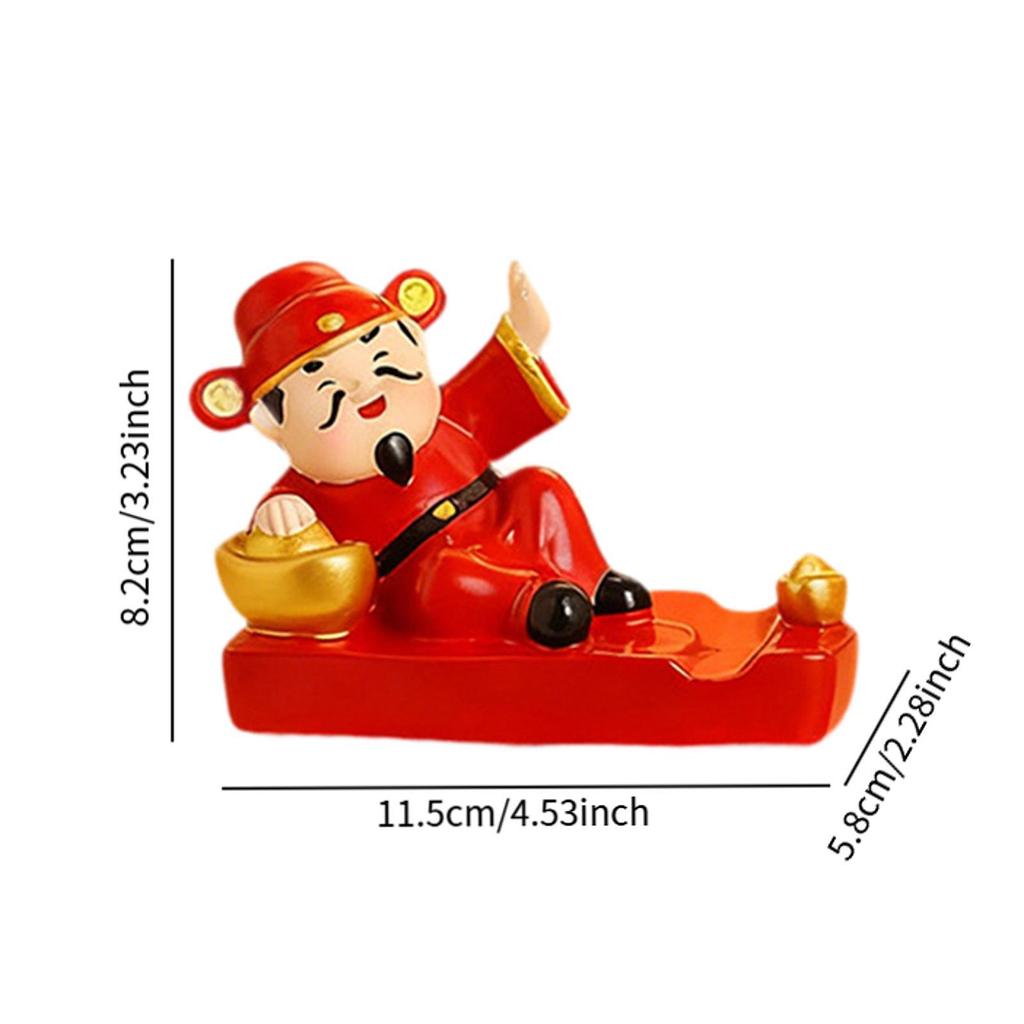 God of Wealth Ornament Sculpture Desk Phone Holder Figurine for Office