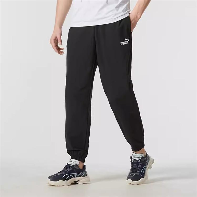 Puma Solid Color Casual Woven Lace-Up Mid-Rise Knitted Sports Pants Men pants Black 685578-01