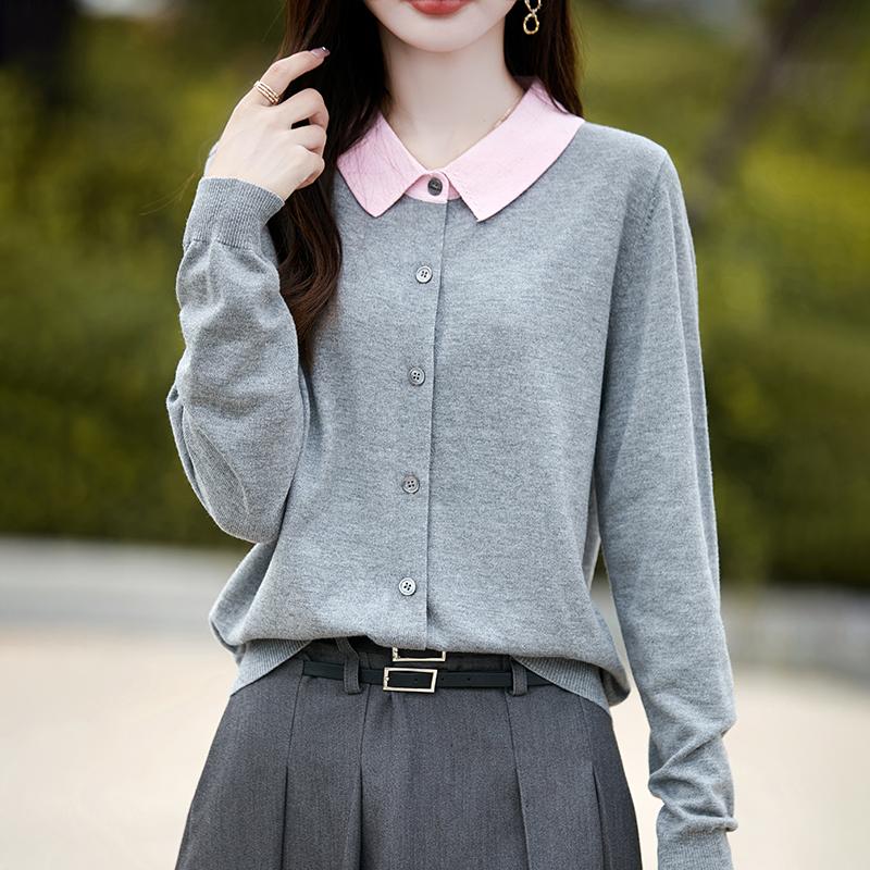 Dámský kašmírový kardigan Qinghe kašmír 50% vlna 50% hedvábí Dámský podzimní a zimní kašmírový kardigan měkký a hřejivý