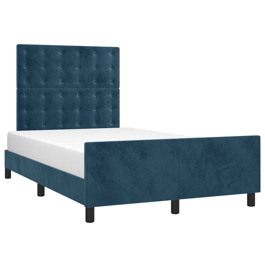 Bed Frame without Mattress Dark Blue 120 x 200 cm Velvet