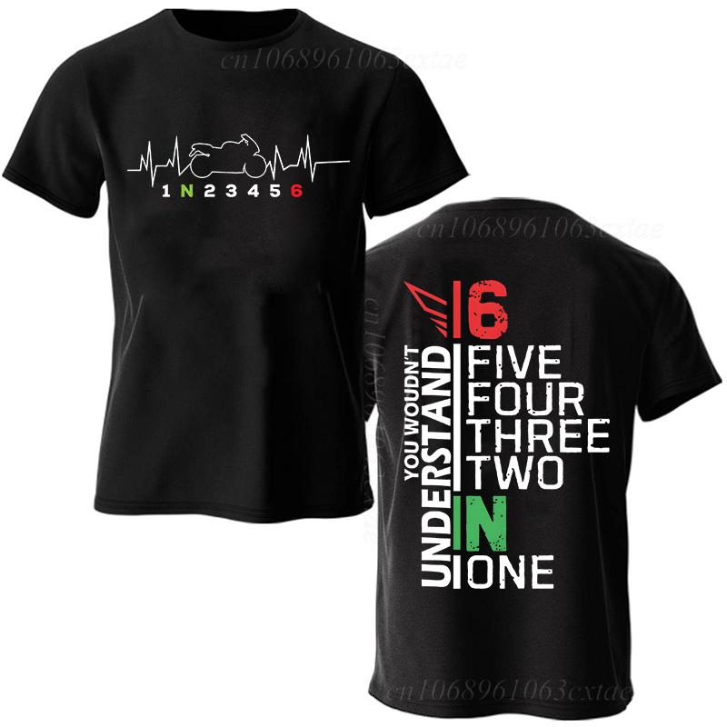 Sommer Mode Unisex T-Shirt Kleidung 1n23456 Motorrad Ausrüstung Biker Herzschlag Grafik T-Shirt Lässiges Übergroßes Unisex Tee T-Shirts