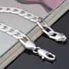 925 Sterling Silver Color Bracelet Sideways Silver Bracelet 10mm Bracelet Men &Women Jewelry