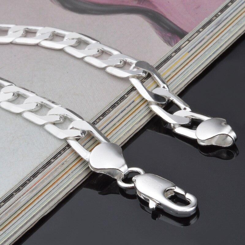 925 Sterling Silver Color Bracelet Sideways Silver Bracelet 10mm Bracelet Men &Women Jewelry