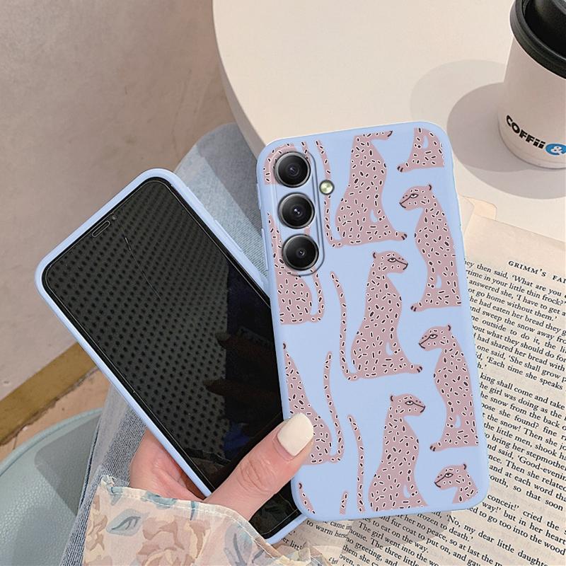Leopard Flower Phone Case For iPhone 15 Samsung S25 Ultra A55 S24 FE A16 Xiaomi Redmi Note14 13 Pro 14C Huawei Honor 200 Realme Shockproof Matte Cover