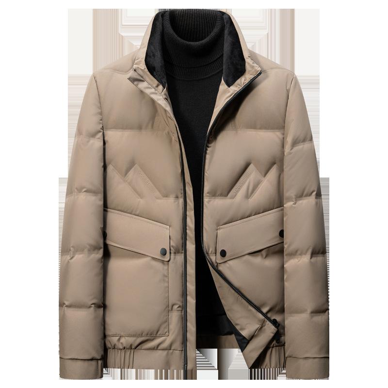 New Autumn and Winter 90 White Duck Down Simple Solid Color Young and Middle-aged Men's Versatile Down Jacket with Stand-up Collar