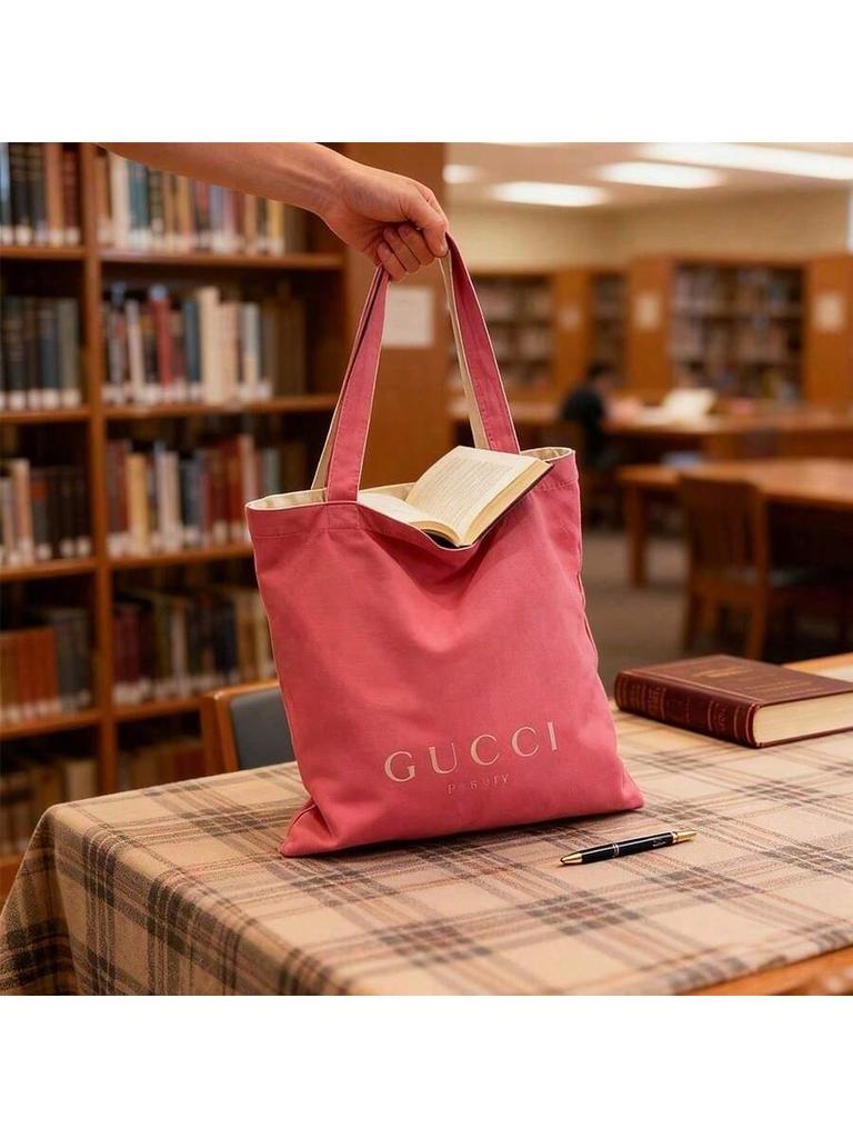 Women's Canvas Bag, Double-Sided Design, Rose Pink Or White, Dual-Purpose,Large Capacity, Fashionable, Elegant, For Daily Wear GUCCI-GIFT-39