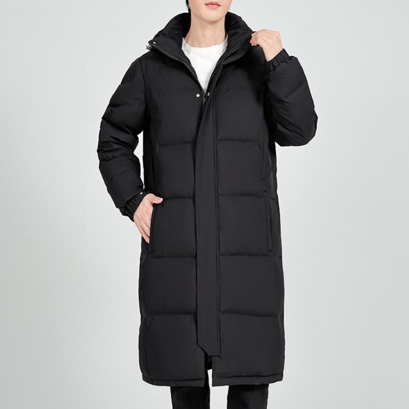 Luxury high-end winter long over-the-knee solid color loose thick windproof down jacket for men and women couples