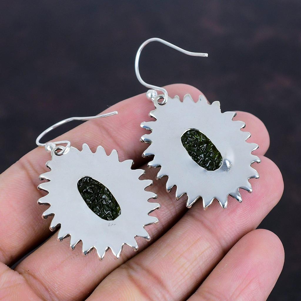 Moldavite Earrings Natural Gemstone Earring 925 Sterling Silver Earring Handmade Earring Moldavite Jewelry Dainty Earrings Anniversary Gifts