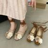Fashion 2024 Retro Rose Shallow Mary Jane Womens Shoes Suede Strappy Flat Ballet Shoes Fashion Versatile High Heels Zapatos De Mujer