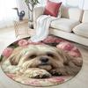Shih Tzu and Roses Pattern Round rug,Carpet Rug for Living Room Bedroom Playroom ,Non-slip Floor Mat,Holiday Gifts and Birthday Gifts.