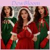 Vintage Christmas Hooded Cape With Polyester Material For Festive Event Wear