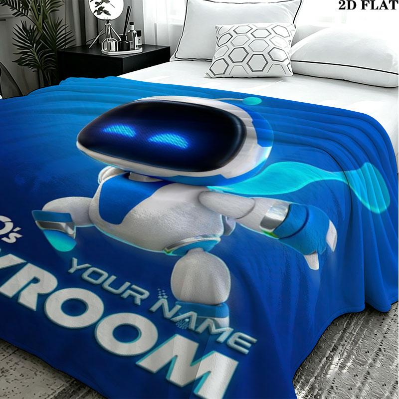 1PC ASTRO BOT Custom Name Patterned Flannel Blanket Suitable For All Seasons for Home Decor Warmth and Comfort Gifts Holiday Present