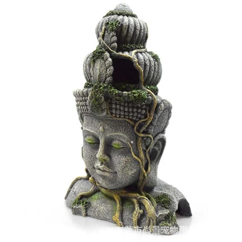Guanyin-Bodhisattva-Statue aus Kunstharz, Aquarium-Landschaftsgestaltung, Ornament, Simulation, Kunsthandwerk, Aquarium-Dekoration, Fischversteck