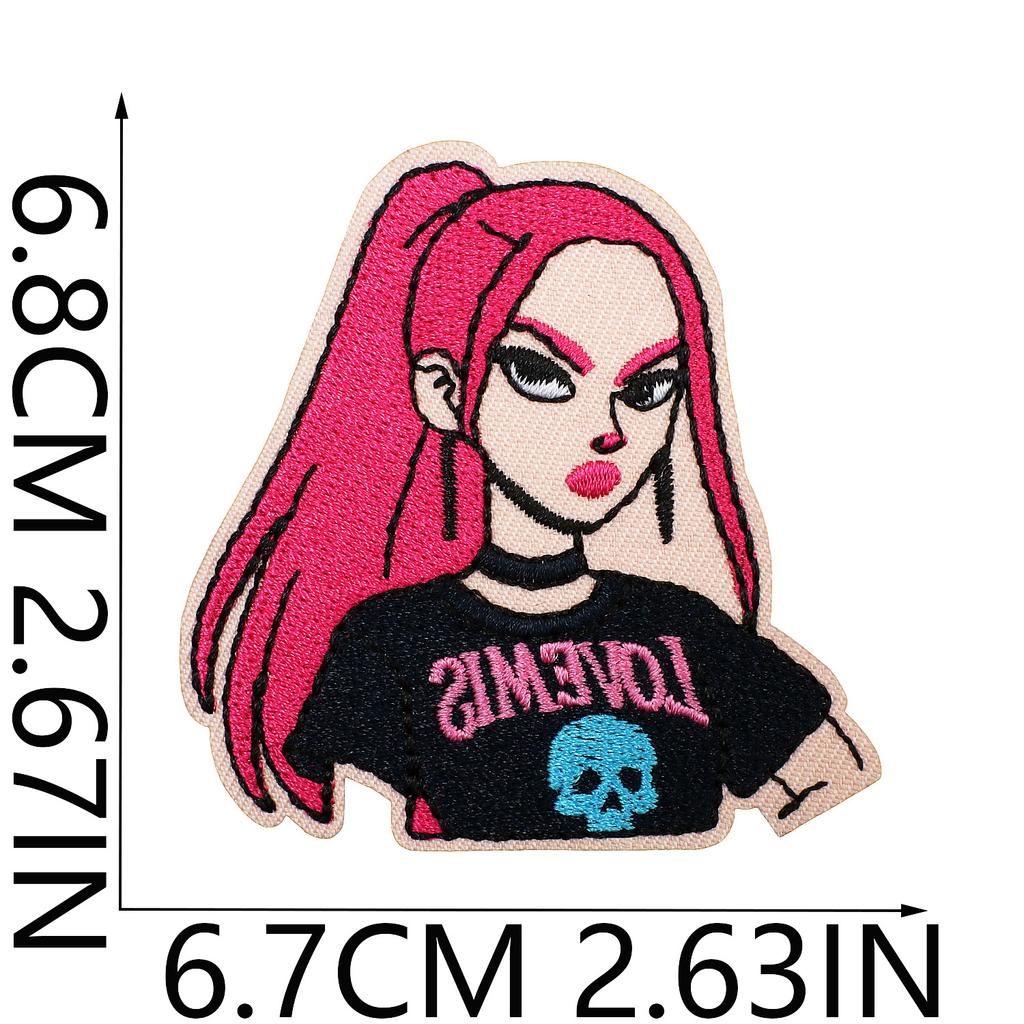 Cartoon Girl Embroidery Cloth Sticker Devil Computer Embroidery Label Colored Love Patch Sticker Blue And Black Crow Chapter Boy Ironing