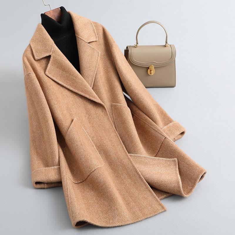 

Двустороннее шерстяное пальто женское короткое осеннее новое маленькое свободное и тонкое шерстяное пальто XL recommends about 131-72.5kg